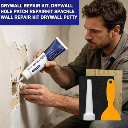 Drywal Repair Kit，Drywall Patch Repair Kit with Scraper | Instant Wall Hole Filler & Crack Repair Paste | Quick Fix Sol for Drywall, Tile Gaps, Nail Holes & Small Damage | Drywall Repair Kit