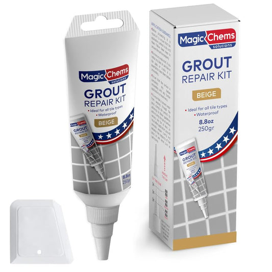 Tile Grout Repair, Beige 8.8 oz/250gr. Fast Drying Grout Repair Kit, Grout Filler Tube Repair Kit, Tile Grout Paint, Grout Sealer Restore and Renew Bathroom Floor, Tile Gaps, Joints, Lines - color: Beige, size: 1 Pack