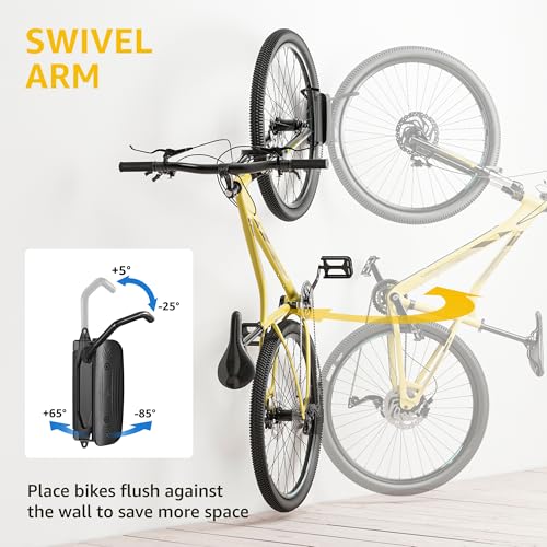 monTEK Swivel Bike Wall Mount, Bike Hangers for Garage, Space-Saving Vertical Bike Rack, Sturdy Bike Storage Rack Holds Up to 66lbs, Easy to Install, 2 Pack - size: 2 Pack