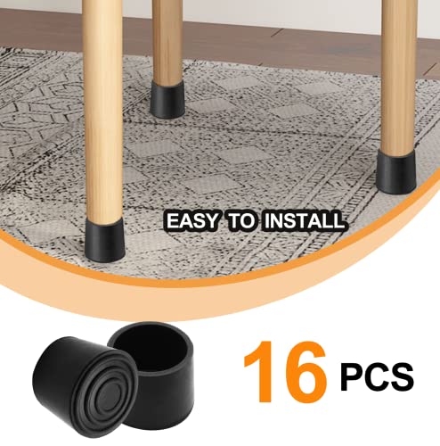 Piutouyar Round PVC Rubber Furniture Covers, 32mm / 1-1/4 Inches Table Chair Leg Tip Protectors, Non-Slip End Cap for Protect Surfaces, Black (16Pcs) - size: 1.26"