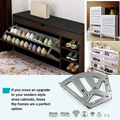 3 Layers Shoes Drawer Cabinet Hinges, Silver Shoe Cabinet Replacement Fittings Stainless Steel for Kitchen Living Room, 1 Pair - color: Silver, size: 3 Layers