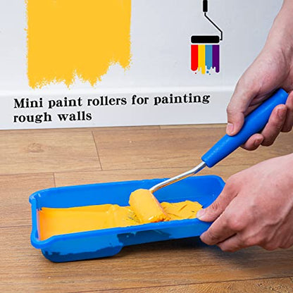 Mister Rui Paint Roller Kit, 9 Pack, 2 Inch Microfiber Paint Roller Covers, Small Paint Rollers with Tray and Roller Frame, Mini Rollers for Painting, Paint Supplies for House Painting - size: 2 Inch,9 Pack
