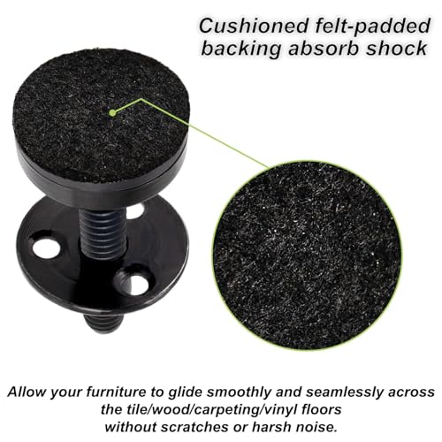 NEWBYTEK Furniture Leveling Feet Heavy Duty, Adjustable Furniture Feet Levelers Screw on Heavy Duty Desk/Chair/Cabinet/Dresser/Bench Leg Leveler, Round T-Nut Kit 3/8”-16 Thread (8 Pack, Black) - size: LONG, 8 Pack