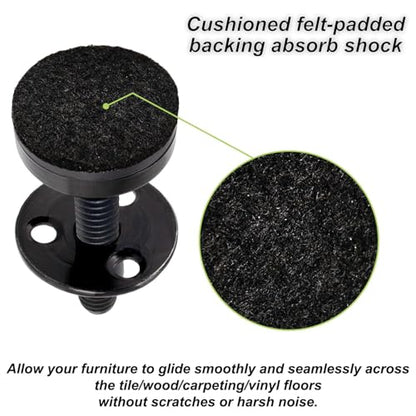 NEWBYTEK Furniture Leveling Feet Heavy Duty, Adjustable Furniture Feet Levelers Screw on Heavy Duty Desk/Chair/Cabinet/Dresser/Bench Leg Leveler, Round T-Nut Kit 3/8”-16 Thread (8 Pack, Black) - size: LONG, 8 Pack