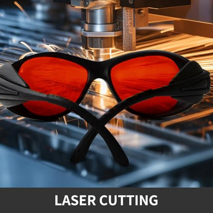 2-Pack OD6+ Laser Safety Goggles for 532nm Green Laser - 180-540nm Wrap-Around Protection for UV, Violet & Blue Lasers, Professional Glasses for Engraving & Whitening - color: Red-2