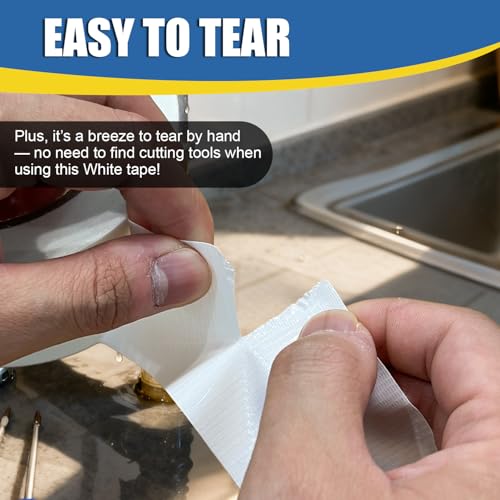 2 Pack Duct Tape Heavy Duty, White Tape 2 Inches x 30 Yards, 8.27 mil, Strong Industrial Strength, Flexible, No Residue, Waterproof and Tear by Hand, Multi-Use for Indoor & Outdoor Repairs - color: White