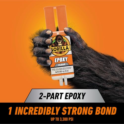 Gorilla 2 Part Epoxy (10 Pack), 5 Minute Set Syringe, 0.85 fl oz, Clear, Gap-Filling Adhesive for Metal, Wood, Ceramic, Glass and Plastics, Indoor & Outdoor Repairs - size: 10 - Pack