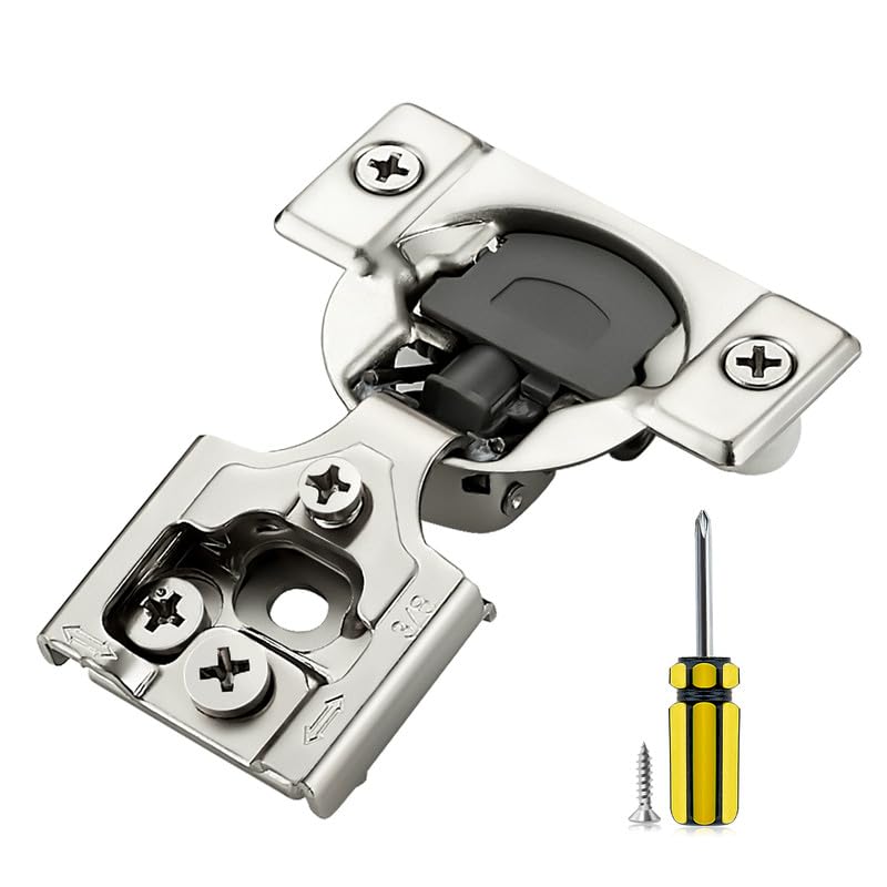 Ravinte 2 Pack 1 Pair 3/8 inch Overlay Soft Close Kitchen Cabinet Hinges Stainless Steel Adjustable Kitchen Hinges Satin Nickel Cabinet Hardware - size: 3/8 inch Overlay