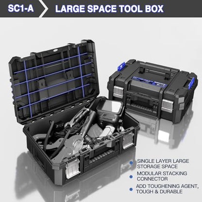 4 Tier Stackable Rolling Tool Box with Wheels | Modular Tool Organizer Box Storage System | Portable Tool Box with Drawers | Tough and Durable | For Garage Storage | Home Repairs | Professional Work - style: 4 Tier Stackable Tool Box-B