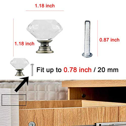 YourGift 12 Pack Drawer Knobs Diamond Shaped Crystal Glass 30mm Cabinet Knobs Pull Handles (Bronze) - color: Bronze, size: 30 mm, 12 Pack