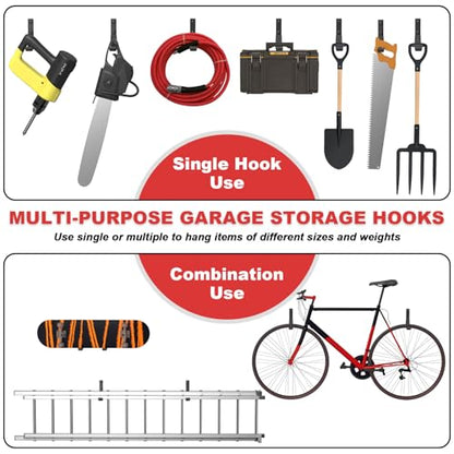 Heavy Duty Garage Hooks, 4 Inch Ladder Hooks for Garage Wall Ladder Hangers Wall Mount Wall Hooks for Hanging Ladders,Ropes, Hoses, Garden Tools(4 Pack) - size: 4 Pack (4 Inch)