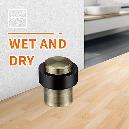 2PCS Stainless Steel Cylindrical Universal Door Stop, 1-3/4 Inch Antique Bronze Finish Door Stopper with Rubber Bumper – Protects Walls from Door Knob Damage by TPOHH
