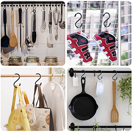 3 Inch Vinyl Coated S Hook,S Hooks for Hanging Plants ,10 Pack Non Slip Heavy Duty S Hooks ,Small Rubber Coated Steel Metal Black Closet S Hook for Hanging Jeans Plants Jewelry Pot Pan Cups Towels - color: Black