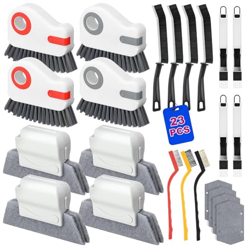 23 Pcs Window Track Cleaner Tools Set, Window Groove Cleaning Brush Kit for Sliding Door, Sill, Tile Lines, Shutter, Car Vents, Keyboard, Air Conditioner