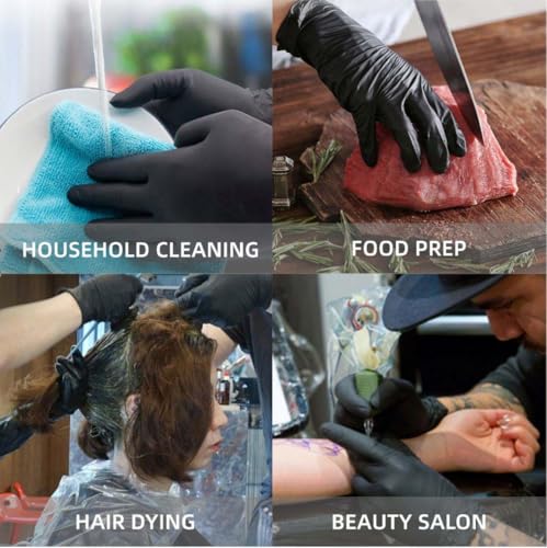 Black Nitrile Gloves, Disposable Gloves for Cleaning, Food Safe & Chemical Resistant,100 Pcs (1 Box)