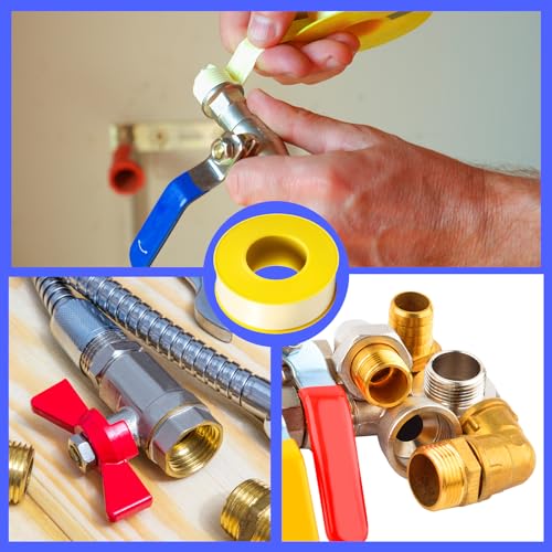 Pangda 8 Rolls Extra-Wide 3/4 Inch 390 Inch x 4 Mil Gas Pipe Thread Sealant Tape Yellow Gas Line PTFE Tape Thread Seal Tape Plumbers Pipe High Resistance Gas Leak Prevention for Gas Fittings - size: 3/4 inch