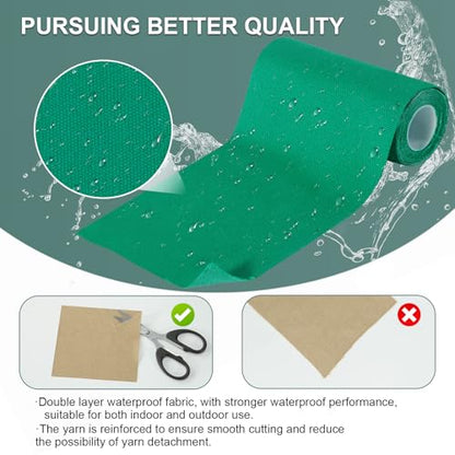 Linen Canvas Repair Tape, 4×63 Inches Green Waterproof Self-Adhesive Patch for Outdoor Gear, Durable Fabric Tape for Boat Covers, Tents, Couch, Sofas, Sun Shades, Awnings, and Lounge Chairs - color: Green