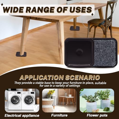 ASTIMESA 8 Pieces 3" Square Furniture Sliders, Heavy Duty Furniture Pads Cups with Carpet Base, Reusable Floor Protectors for Hardwood Vinyl Tile Couch Table Chair Bottom (Brown) (78mm, Square) - size: 78mm