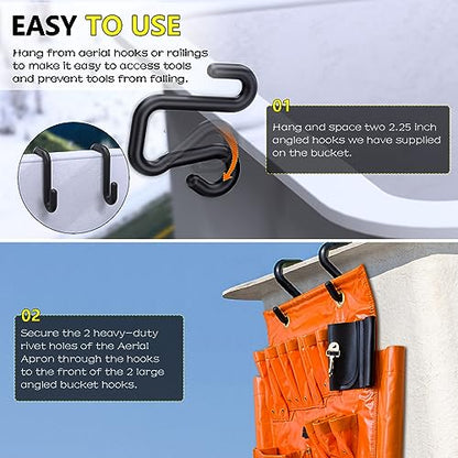 Lineman Tool Board, Aerial Apron, Bucket Truck Tools Organizer with Over 16 Pockets, Tool Organizer for Bucket Trucks and Lineman, Includes Two 2” Bucket Hooks - size: 16 Pockets
