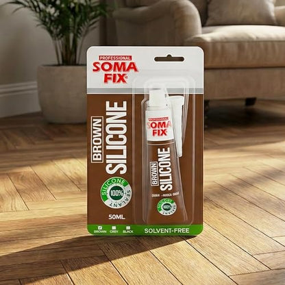 Brown Silicone Caulk - Easy Squeeze Caulking Tube, Silicone Sealant for Wood, Kitchen, Bathroom, Sink, Windows - Multi Purpose & Waterproof - 1.7 fl. oz (Brown) - color: Brown