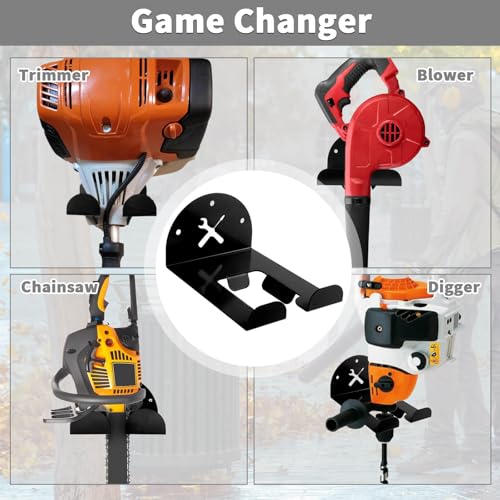 Upgraded Trimmer Rack Wall Mount - 8" Heavy Duty Weed Eater Hanger for Garage Wall, Garden Power Tool Holder Organizer Hooks for Grass Trimmer, Hedge Trimmer, Leaf Blower and Chainsaw, Black, 1 Pack - color: Black-1Pack