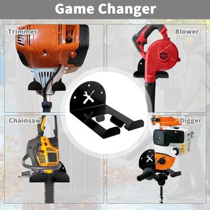 Upgraded Trimmer Rack Wall Mount - 8" Heavy Duty Weed Eater Hanger for Garage Wall, Garden Power Tool Holder Organizer Hooks for Grass Trimmer, Hedge Trimmer, Leaf Blower and Chainsaw, Black, 3 Pack - color: Black-3Pack