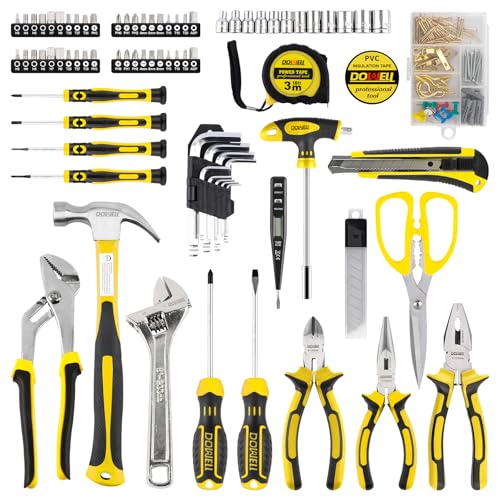 DOWELL Tool Set 185 Piece, General Household Tool Kit, Hand Tool Kit with Toolbox Storage Case for Home Repair