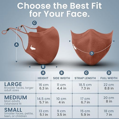 INHERENT Premium Traveler's Face Mask with Anti-Odor SILVERbac | Reusable, Adjustable, Comfortable - style: Brown - Small