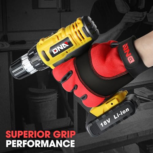 DNA MOTORING 2pair Multi-Purpose Utility Machanic Gloves, Flexible Breathable Performance Padded Knuckles Palm Work Gloves, Red/Black, TOOLS-00585 - color: Red-2pair