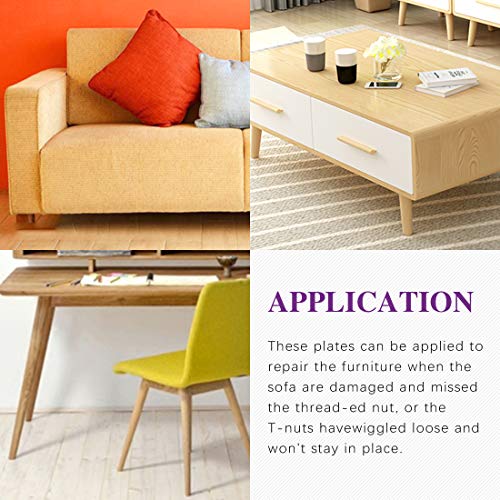 Swpeet 8 Sets Leg Mounting Plates with Hanger Bolts Screws, Furniture Leg Attachment Plates Industrial Strength T-Plate M8 Sofa Legs with Hanger Bolts - style: Sliver Flat Furniture Legs