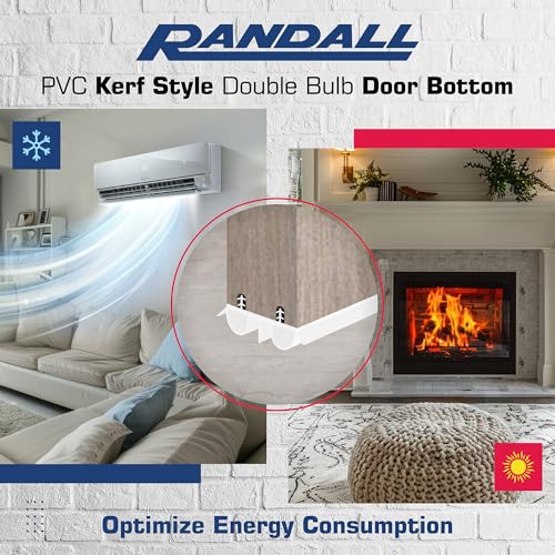 36" Kerf Slide-in Double Bulb Seal Weatherstrip Door Bottom – Durable Seal for Energy Efficiency & Draft Protection (White) - color: White