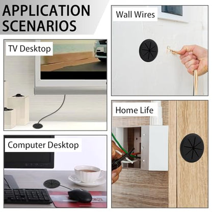 2 Inch(50mm) Desk Grommet,12 Pieces Wire Grommet, Desk Hole Cover for Cables with Hole Saw,Plastic Cable Cord Wire Hole Cover for Desk, Table,Cabinet,Countertop and Other Furniture(Black) - size: 2IN/50mm Black-M