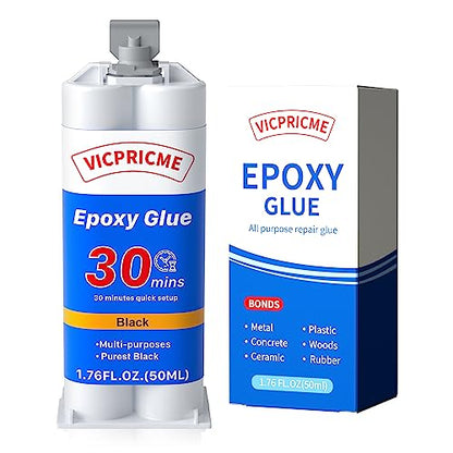 Vicpricme Plastic Glue Black,2 Part Epoxy Glue, 1.76oz Syringe, Waterproof Plastic Weld Adhesive, can Bond Metal, Plastics, Wood, Ceramics, is The Best Golf Club Epoxy Resin Crack Repair Glues (1) - size: Black 1pcs