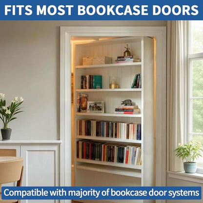 TamBee Hidden Bookcase Door Book Latch and Lock, Secret Book Latch Hidden Door Kit for Bookshelf Doors, DIY Secret Doors for Home Office, Storage, Safe Room