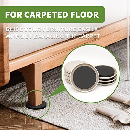 Furniture Sliders for Carpet 8 PCS - 4 3/4 inch Furniture Moving Slider Chair Legs Floors Protectors– Move Your Furniture Easy & Safely(for Carpet) - size: 8 Pcs 4 3/4 Inch Beige
