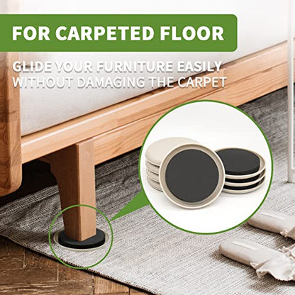 Furniture Sliders for Carpet 8 PCS - 4 3/4 inch Furniture Moving Slider Chair Legs Floors Protectors– Move Your Furniture Easy & Safely(for Carpet) - size: 8 Pcs 4 3/4 Inch Beige