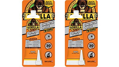 Gorilla Heavy Duty Construction Adhesive, 2.5 Ounce Squeeze Tube, White, (Pack of 2) - style: 2 - Pack