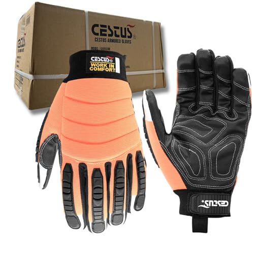 Cestus 8015, Impact Gloves, Reflective Fingertips, Canvas Palm (1,3,10,60 pairs) - size: Large, style: 1 Pair