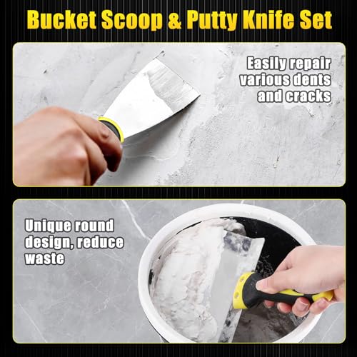 Putty Knife and Paint Scraper Set, 6.5"" Scraper and 4"" Putty Knife Combination for Spreading Drywall Spackle & Mud, Taping, Scraping Paint