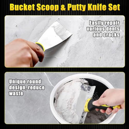 Putty Knife and Paint Scraper Set, 6.5"" Scraper and 4"" Putty Knife Combination for Spreading Drywall Spackle & Mud, Taping, Scraping Paint