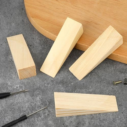 4 Pcs Wooden Door Stop Stopper Solid Non-Slip Doorstop Shims Triangle Wood Block Security Door Stopper Fit for Bottom of Door On Tile, Concrete, Carpet, Wooden Floor