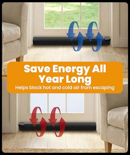Everlasting Comfort 2 Sided Under Door Draft Stopper for Bottom of Doors - Quick Install, Keeps Heat In & Cold Air Out - Sound Proofing Foam Strip Gap Filler, Noise Blocker for Interior -Fits 30"-36"W