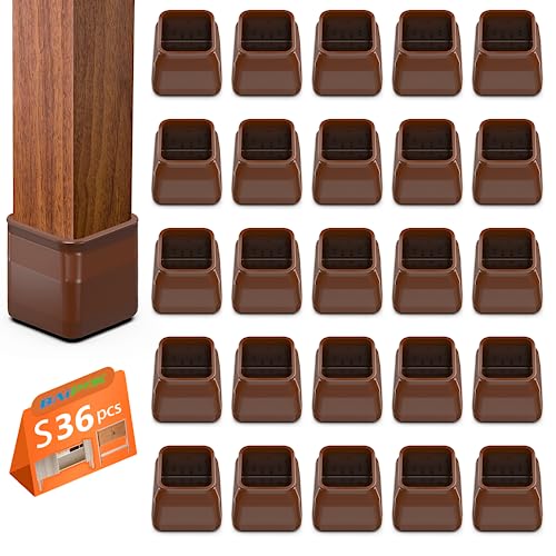 BAIPOK 36Pcs Square Chair Leg Floor Protectors for Hardwood Floors, Felt Furniture Pads Furniture Sliders, Silicone Covers to Protect Wood Tile Floors, Reduce Noise & No Scratch, Small, Brown - color: Brown-36pcs, size: Square S (0.90'' -1.22'')
