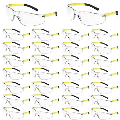 Salfboy Safety Glasses for Men Women ANSI Z87.1 Safety Glasses Bulk Protective Eyewear Scratch-Resistant - color: 30pcs-118-yellow Leg