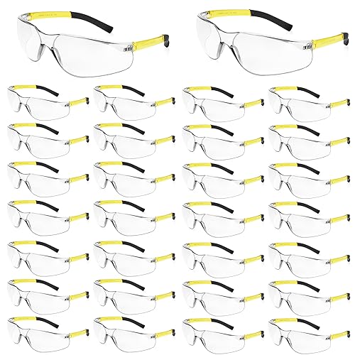 Salfboy Safety Glasses for Men Women ANSI Z87.1 Safety Glasses Bulk Protective Eyewear Scratch-Resistant - color: 30pcs-118-yellow Leg