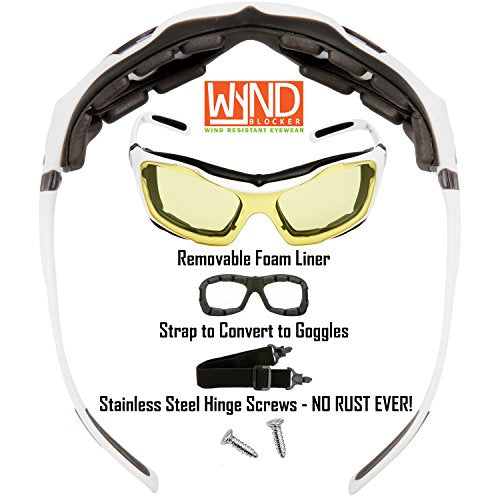 Large Motorcycle Riding Glasses Extreme Sports Wrap Sunglasses - color: White | Yellow Night Driving