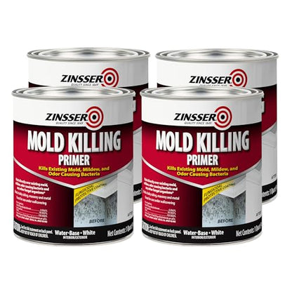 Rust-Oleum Zinsser 276087-4PK Mold Killing Primer, Quart, White, 4 Pack - size: 1 Count (Pack of 4)