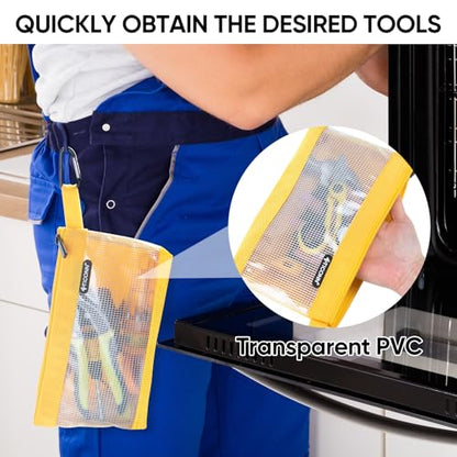 TICONN Tool Pouch, 1680D Oxford Small Tool Bag, Tool Pouches with Zipper, Clear Utility Bag Zipper Pouch for Tool Organizers and Storage (6PK Combo) - size: Clear, 6 Pack Combo