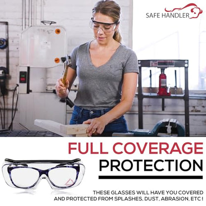 SAFE HANDLER Duarte Premium Over Glasses 3 PAIRS | ANSI Z87.1, Impact Resistant Polycarbonate Lens, UV400, Anti-Fog & Anti-Scratch, Box of 3 - style: 3 Pairs