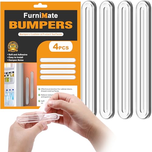 4PCS Long Furniture Bumpers - Wall Protector Guards, Fridge Door Stopper, 5.5x0.7x0.2inches - size: 4pcs Long Thick